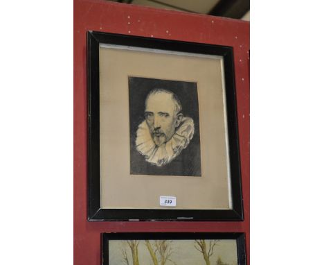 English School (20th century) 
Portrait of a Elizabethan Gentleman
unsigned, charcoal and wash, 23.5cm x 17.5cm 