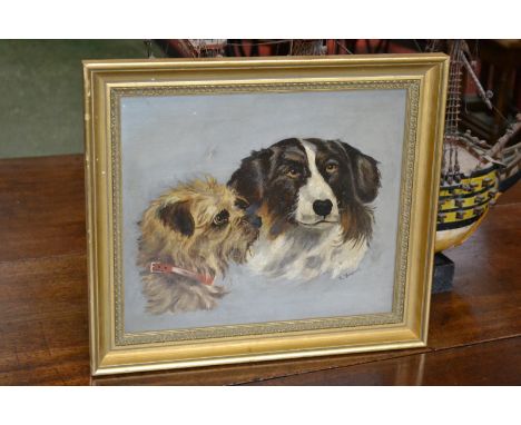 K Yardley (early 20th century)
Collie Dog and Terrier
signed, oil on canvas, 29cm x 34cm
