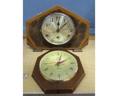 Art deco style mantel clock and a Derby wall clock&nbsp;