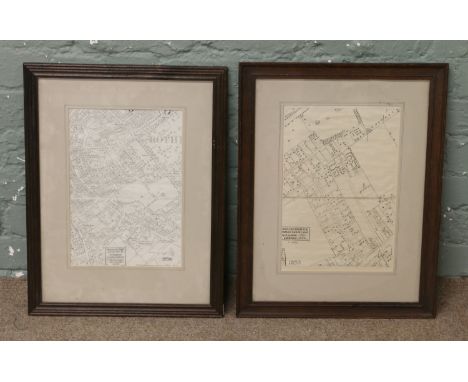 Two framed vintage ordnance survey maps of Rotherham.