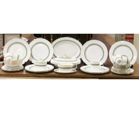 A Royal Doulton six place tea and dinner service decorated in the Rondelay pattern.
