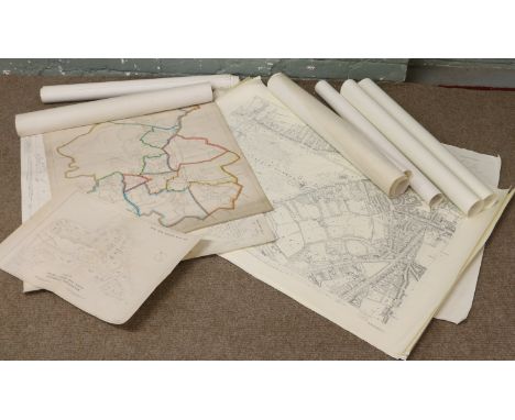 A quantity of vintage ordnance survey maps.