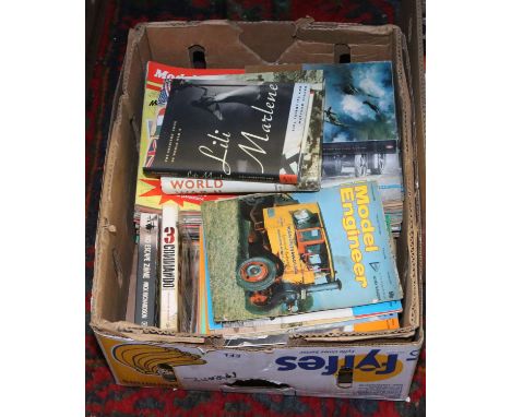 A box of vintage model engineer magazines and a small collection of military books.