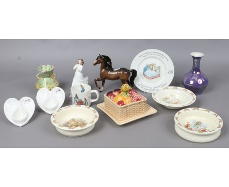 A group of collectables including Carltonware, Beswick horse, Sarreguemines Bunnykins etc.