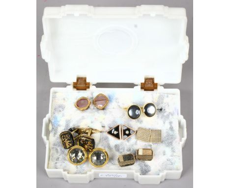 Seven pairs of vintage gilt metal gentleman's cufflinks.