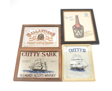 Collection of twelve whisky advertising mirrors, various brands, the largest Dewar's Scotch Whisky measuring 34x26cm includin