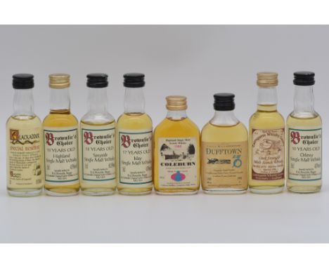 Eight independent miniature bottlings of single malt whisky including:R &amp; J Brownlie, Biggar, Brownlie's Choice 10 year o