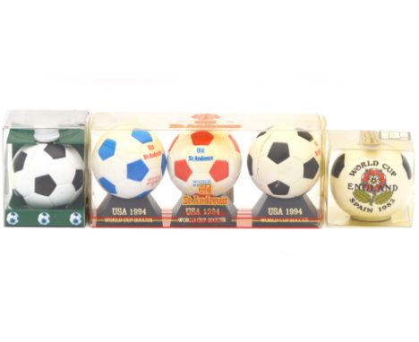 Collection of Football related novelty whisky miniatures including:Old St Andrews USA World Cup 1994 three-ball setOld St And