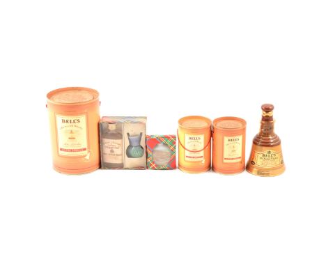 Two boxes of assorted whisky miniatures, stoneware decanters, Rutherfords, including:Glenrothes 1992, 11 year old, Sample Roo