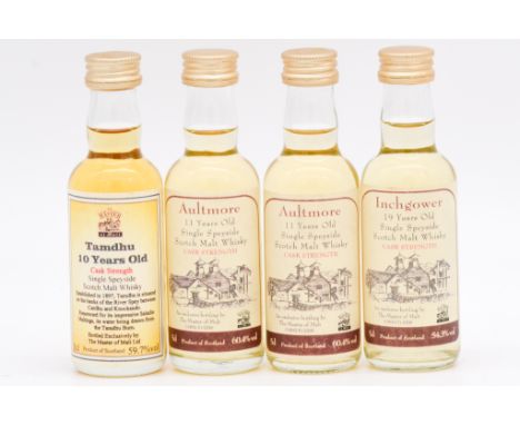 The Master of Malt - eight Cask Strength miniature whisky bottlings:Aultmore, 11 year old, single Speyside malt, 5cl, 60.4% (