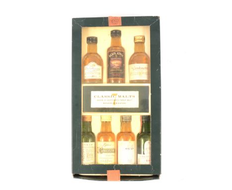 Assorted Scotch single malt whisky miniatures, including presentation packs:Macallan 10 year old, 5cl, 40%, in carton;'Classi