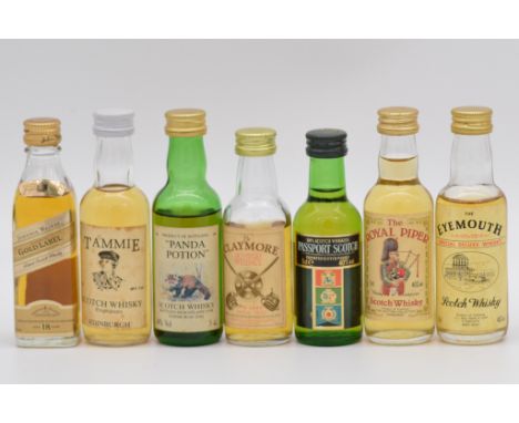 Collection of fifty six assorted blended miniature Scotch whiskies, mostly 1980s and early 1990s bottlings, including:Ye Monk