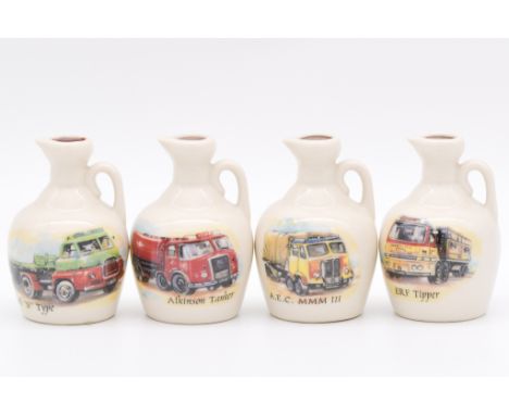 Twenty four assorted Rutherford's ceramic white decanters, blended Scotch whisky, including various Tractor series, and Lorry