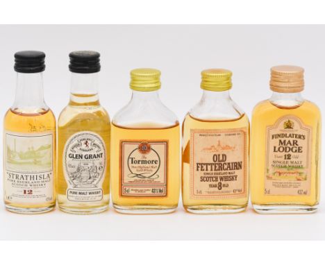 Thirty assorted single malt whisky miniatures, including:Highland Park, 8 year old, late 1970s/ early 80s bottling, 70 proofH