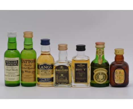 Assortment of thirty nine miniature blended Scotch whiskies, 1980s-90s bottlings, including:VAT 69, 2x 70 proof bottles, and 