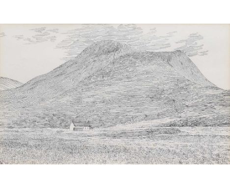 Signed and titled on the mount, ink drawing, together with a copy of Scottish Mountain Drawings, Volume Four - The Central Hi