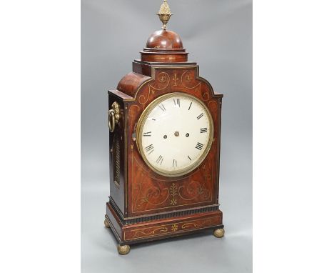 A late George III mahogany bracket clock with brass inlay, 65cm