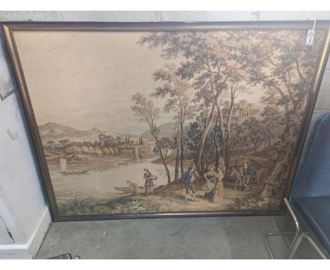 A large rectangular framed machine tapestry panel, width 151cm, height 117cm