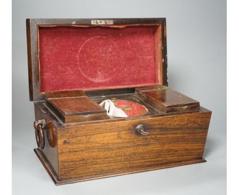 A Victorian rosewood tea caddy, 35cm