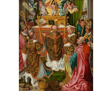 Südniederländischer Meister (Brüssel?) um 1500, Die Messe des Heiligen GregorÖl auf Holz (parkettiert). 79 x 61,5 cm.Provenie