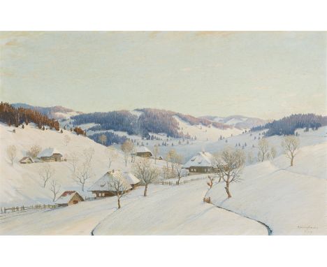 Karl Hauptmann, WinterlandschaftÖl auf Leinwand. 50 x 80 cm.Signiert unten rechts: K. Hauptmann Frbrg.