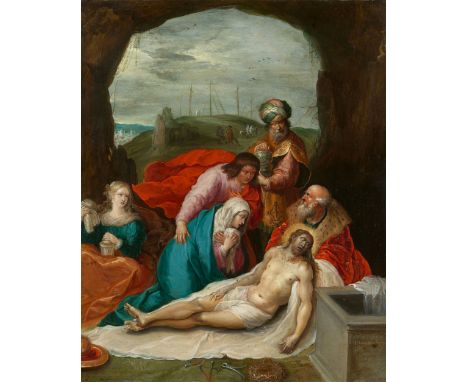 Frans Francken d. J., Die Grablegung ChristiÖl auf Kupfer. 35 x 28,5 cm.Signiert unten rechts: F. Francken In..ProvenienzGele