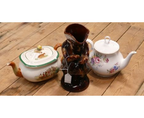 Spode Off to Draw Tea Pot: together with Mayfair branded floral decorated Teapot and An early 19th century treacle glaze Toby