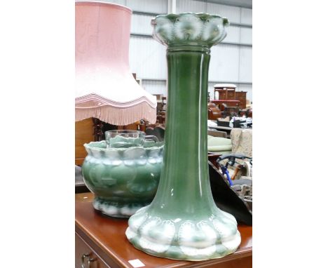 Green Ceramic jardiniere &amp; Stand: