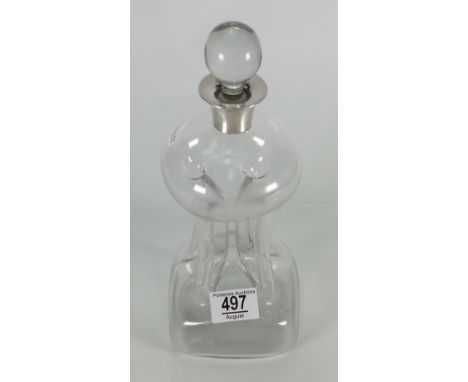 Silver collared shaped decanter: Height 29cm