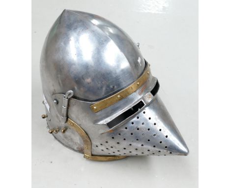 Victorian Museum Quality Pig Faced Bascinet Helmet: with liner, tower stamp under visor