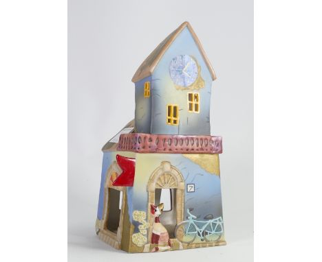 Goebel Cat &amp; Building Tea Light Holder: by Rosina Wachtmeister