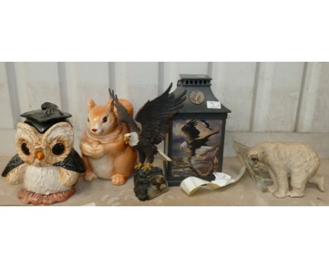 Resin Bird figure: similar Lamp shade&amp; 2 novelty biscuit barrels(5)