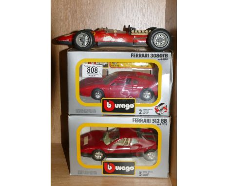 A collection of model Ferrari's to include: Schuco Ferrari 320PS (engine parts missing) together with 1/24 scale Burago 308GT