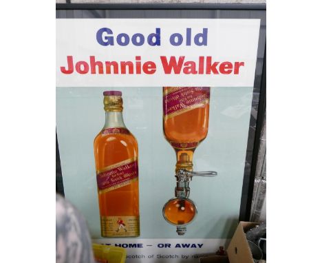 Very Large Johnnie Walker 1950's Framed Advertising Poster: The Scotch of Scotch, 166cm height and 115cm