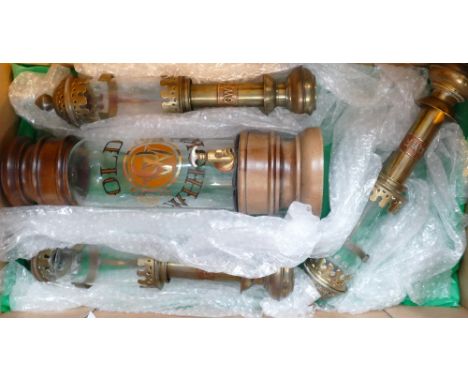 A mixed collection of items to include: reproduction Whiskey decanter and 3 GWR type railway lanterns
