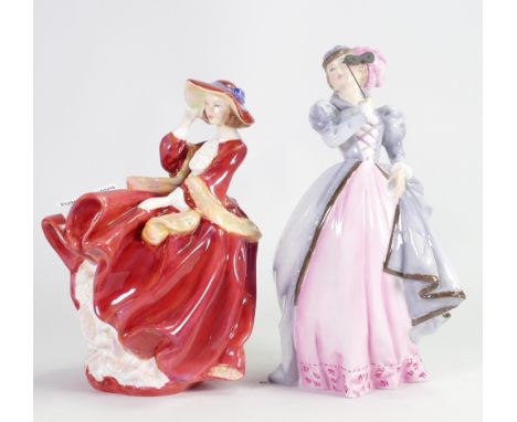Doulton Figure Top O'The Hill: &amp; Royal Worcester Figure - Masquerade. (2)