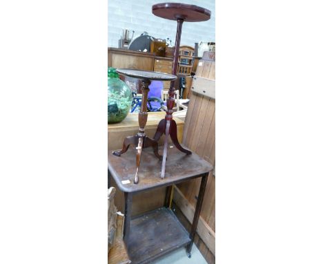 Two Modern Tripod Tables: together with Oak drinks Trolley(3)