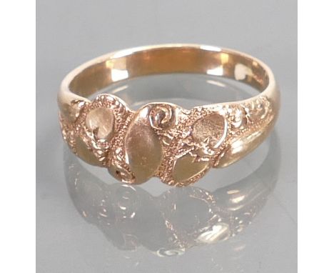 9ct gold ring size Q weight 3g: