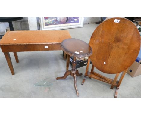 Art Deco Plywood &amp; Oak Collapsible table: together with storage stool &amp; reproduction tripod table(3)