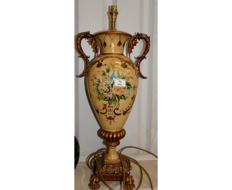 Large decorative Lamp base: with images of flowers: