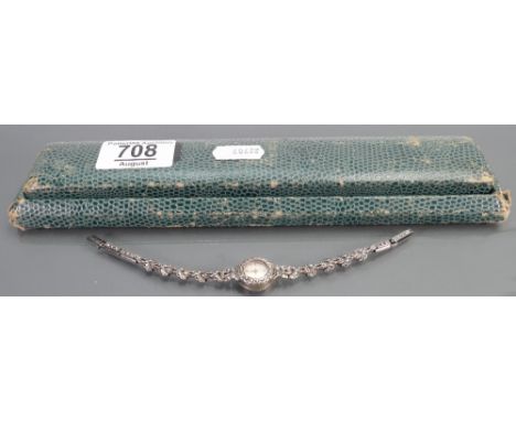 Accurist ladies Silver &amp; marcasite Art Deco cocktail watch: in original box.