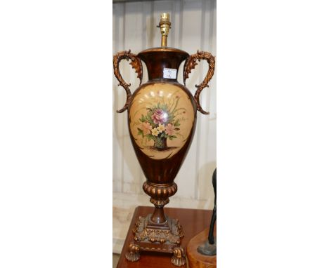 Large decorative Lamp base: with images of flowers: