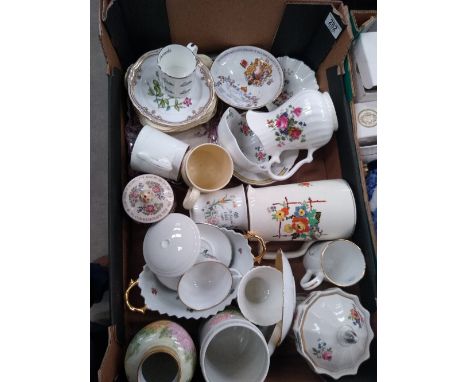 A mixed collection of items to include: Spode, New Hall  floral decorated jugs and ornaments