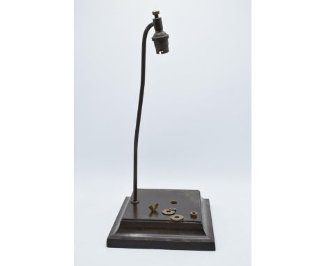 A wooden and metal lamp base with some fittings for use with a Royal Doulton figure.  