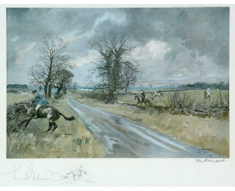 Lionel Edwards  - "The Beaufort", signed, offset lithographic print, 28 x 36cms, in wooden frame.