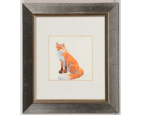 Mary Ann Rogers - Portrait of a fox, watercolour, signed in pencil, 15.5 x 15.5cms, in frame.