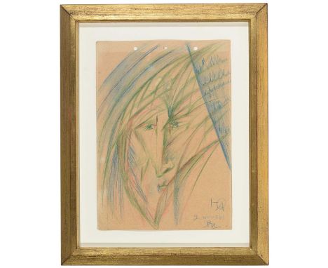 Yuri Pavlovich Annenkov (1889-1974) - Portrait of a man, signed with initials and dated 1971, coloured pencil, 27.5 x 20cms, 