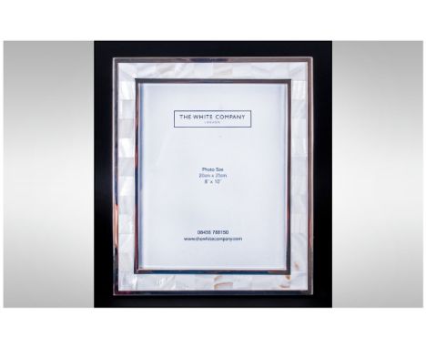 Mother Of Pearl & Silvered Metal Photograph Frame in original box from White & Co London. Photo size 8x10'' unused as new con