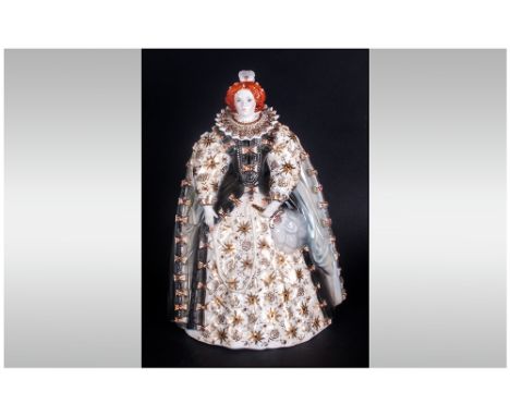 Royal Worcester Ltd and Numbered Edition Figurine ' Queen Elizabeth I ' RW.4651, Michael Talbot. Number 759, Height 9 Inches,