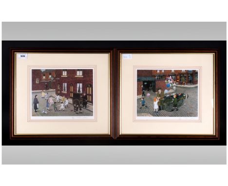 Tom Dodson Pencil Signed Pair of Limited and Numbered Colour Prints, Titled - 1/ The Organ Grinder, Num 48-850. 2/ Rag bone M